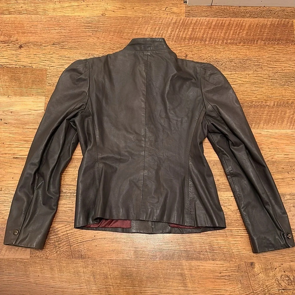 Tahari Vintage 90s Blazer Grey Leather Button Up Jacket A25 - Picture 2 of 4